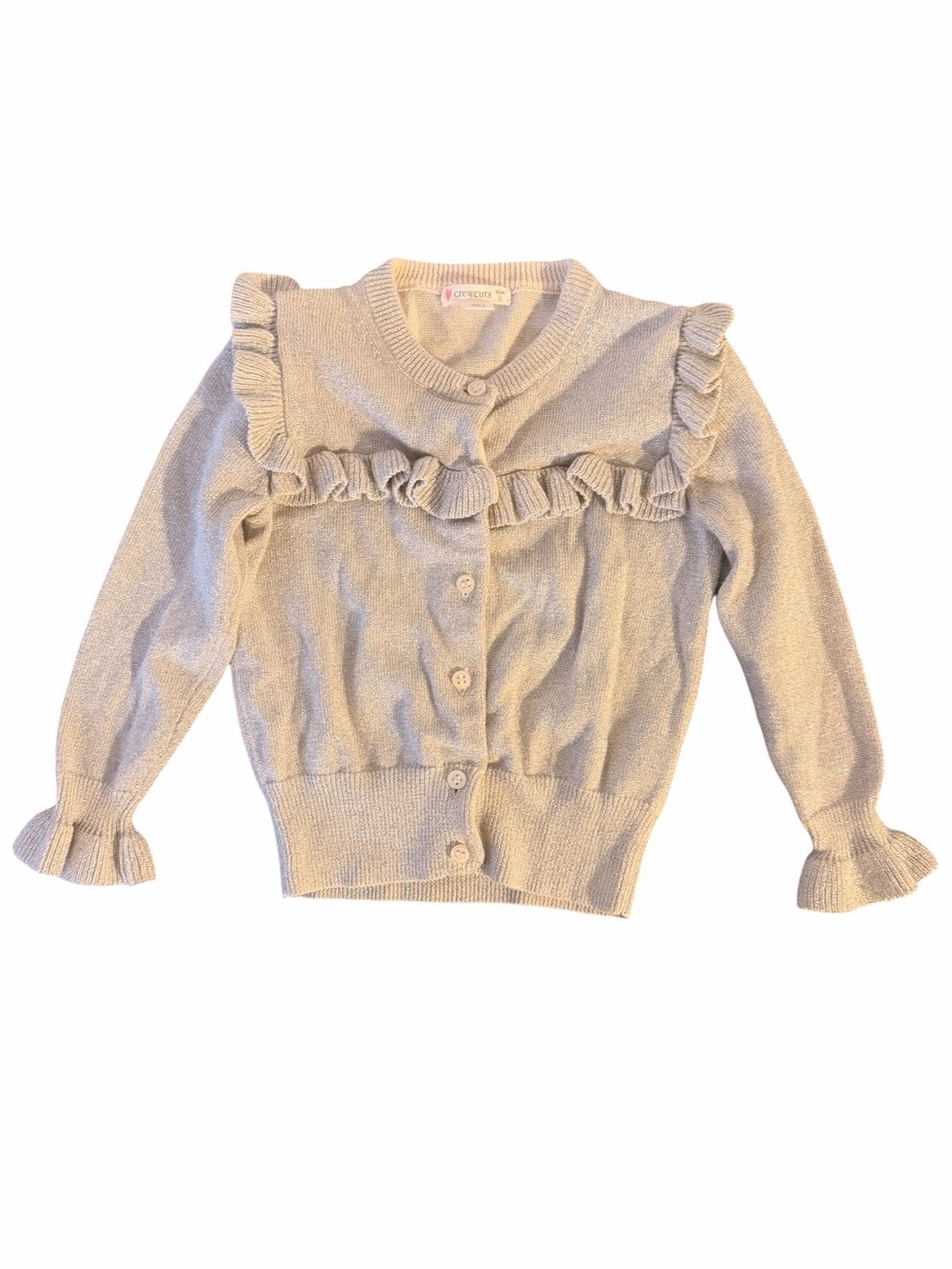 Crewcuts (by J.Crew) Girls cotton Shimmering Sparkly Ruffle-Trimmed Sweater 3T - Picture 1 of 7